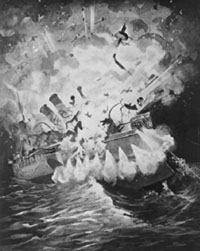 The explosion of the USS Maine.